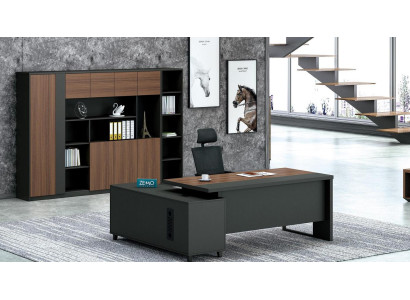 Design Eckschreibtisch Aktenschrank Büro Einrichtung Chef Zimmer Möbel 2tlg.Set