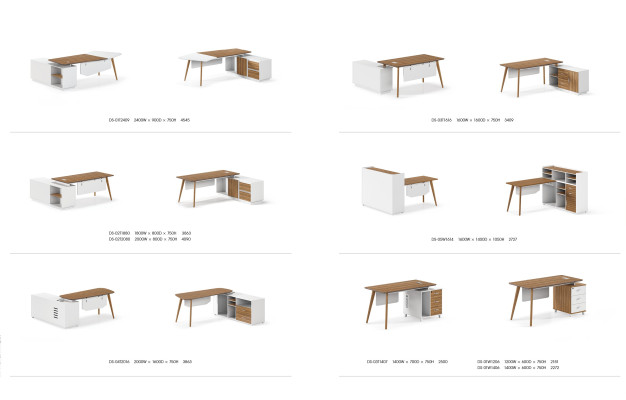 Luxuriöser Bürotisch aus Holz in modernem Design und hellen Farben
