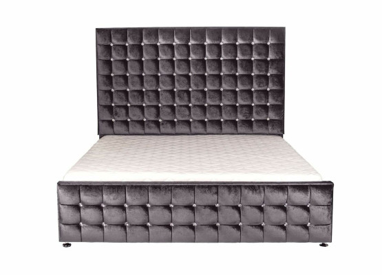 Designer schwarzes Chesterfield Bett mit Kristallsteinen Luxus Möbel