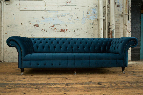 Design Chesterfield Sofagarnitur 4 Sitzer Stoff Couch Sofa Polster Sofas 265cm