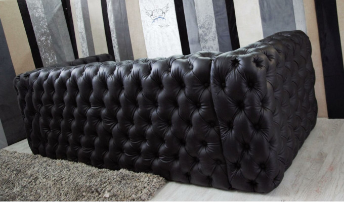 Schwarzer Chesterfield 3 Sitzer Couch Sofa Designer Luxus Garnitur 