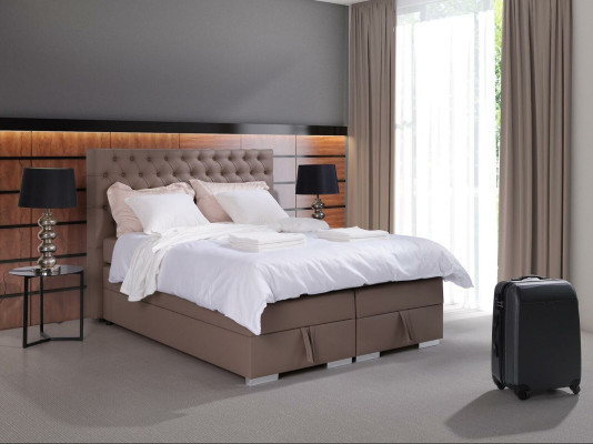 Komplettes Boxspring Bett Matratze Topper Hotel Doppel Betten Chesterfield Neu