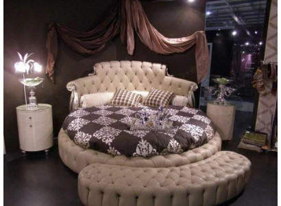 Rundes Bett Rund Design Betten Leder Doppel Hotel Luxus Gestell