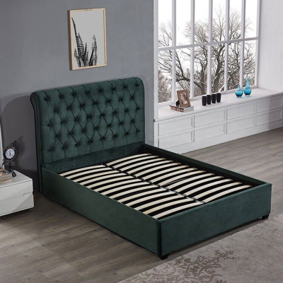 Modernes grünes Chesterfield Doppelbett Designer Luxus Betten