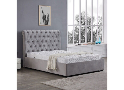 Royales Graues Schlafzimmer Bett Polster Betten Chesterfield Design Textil 