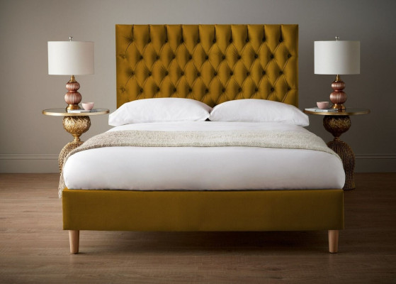 Chesterfield Design Polster Englisches 140/160/180x200 Betten Doppelbett Gelb