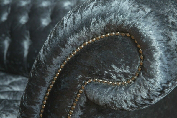 Wohnzimmer Chesterfield Sofa Couch Design Textil Couchen Sofas Dreisitzer Grau