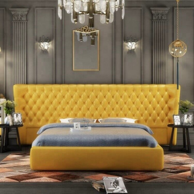 XXL Big Wand Paneel Bett Chesterfield Hotel Luxus Design Betten 200x200cm Neu