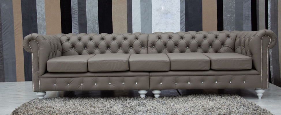 Chesterfield Sofa Couch Polster Stoff Leder Couchen Polster Garnitur 5 Sitzers