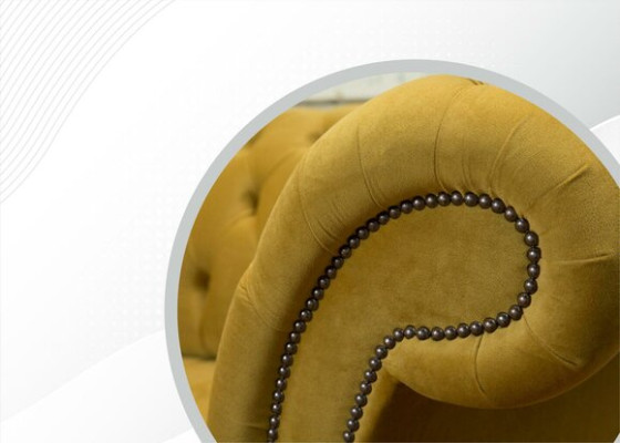 Chesterfield Design Luxus Polster Sofa Couch 2 Sitzer Garnitur Textil Gelb Neu
