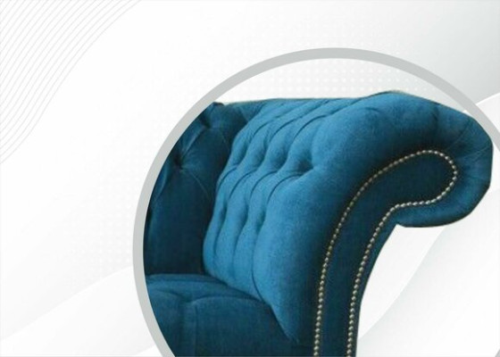 Designer Couch Sitz Polster 3 Sitzer Blau Stoff Garnitur Sofa Möbel Turkis Neu