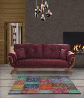 Luxus Dreisitzer Moderne Couch Möbel Rote Couchen Sofas Stoff Textil