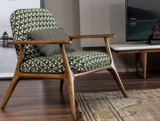 Sessel Ohrensessel Cocktailsessel Sitzer Modern Design Grau Stoff Grün