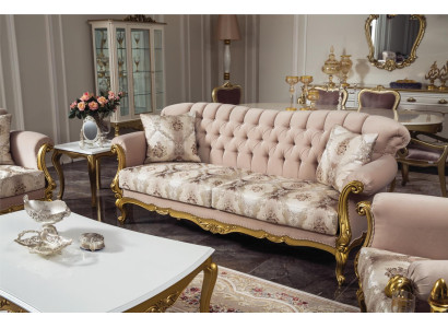 Luxus Dreisitzer Sofa 3 Sitz Sitzer Stoff Couch Möbel Stil Textil Italien