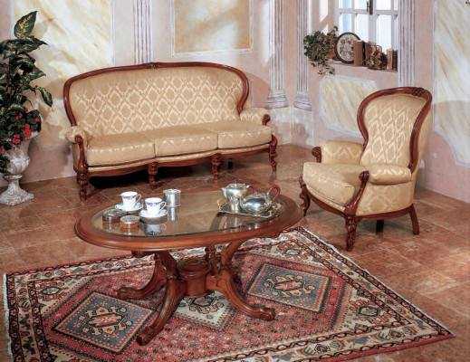Klassische Sofagarnitur Couch Sofa Sessel Couchtisch Italienischen Möbel 3tlg.