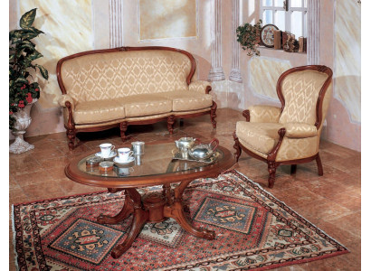 Klassische Sofagarnitur Couch Sofa Sessel Couchtisch Italienischen Möbel 3tlg.