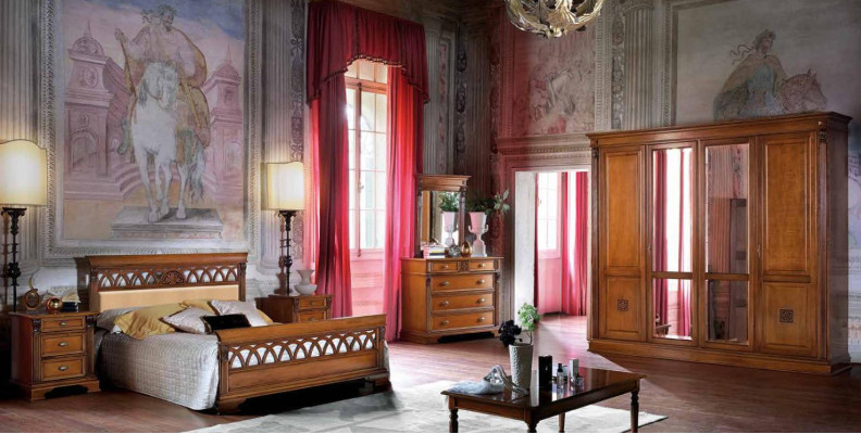 Schlafzimmer Set Komplett Kommode Bett Kleiderschrank Betten Nachtkonsole 6tlg. Massivholz