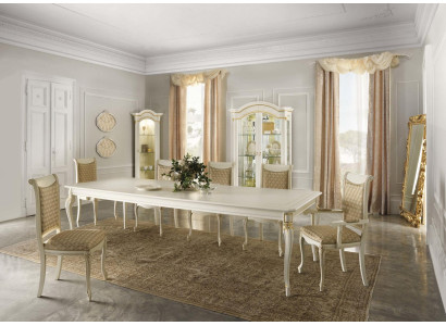 Esszimmer Set 9 tlg. Esstisch 6x Stühle Vitrine Schrank Vitrinen Massivholz