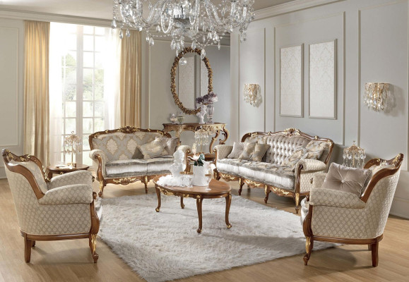 Italienische Möbel Sofa Garnitur Gruppe Klassische Sitz Massivholz
