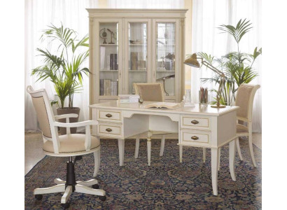 Schreibtisch Set 3tlg. Büro Garnitur Massivholz tisch Chef Sessel Schrank Einrichtung Neu