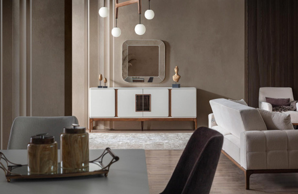 Luxus Esszimmer Set Anrichte Spiegel 2 tlg Modern Essgruppe Kommode