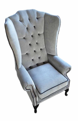 Ohrensessel Chesterfield 1 Sitzer Sessel Textil Polster Sofa Couch Neu