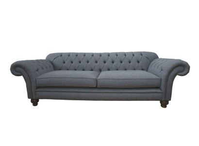 Sofa Luxus Textil Chesterfield Couch Sofas Polster 3 Sitzer Grau Design