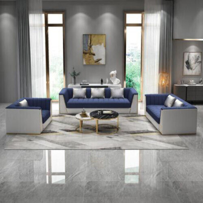 Sofagarnitur Graue Couch Textil Medusa Stoffsofa Couchen Sofa Möbel 3tlg