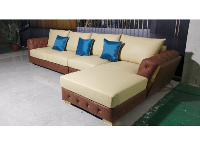 Ledersofa Sofa Luxus Couch Polster Möbel Beige Design Eckgarnitur Möbel