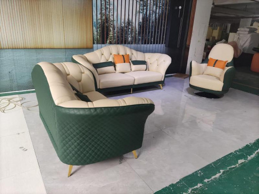 Chesterfield Garnitur Set Polster Möbel 3tlg. Garnituren Ledersofa Neu