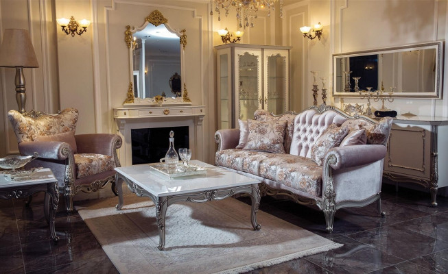 Rosa Couchen Polster Sofa Sofas 3 Sitz Dreisitzer Stoffsofa Barock Rokoko