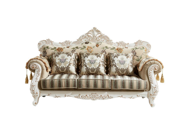 Sofa 3 Sitzer Beige Elegantes Polster Stoff Wohnzimmer Klassische Design