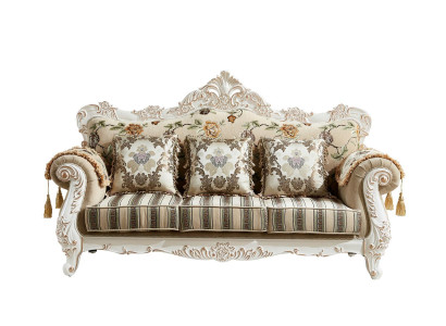 Sofa 3 Sitzer Beige Elegantes Polster Stoff Wohnzimmer Klassische Design