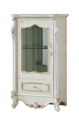 Vitrine Weiß Luxus Wohnzimmer Möbel Holz Glas Design Schrank Klassische