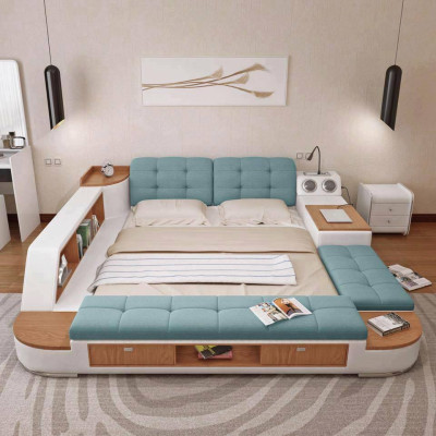 Betten Moderne Hotel Multifunktion Liege Doppel Luxus Design Leder Bett