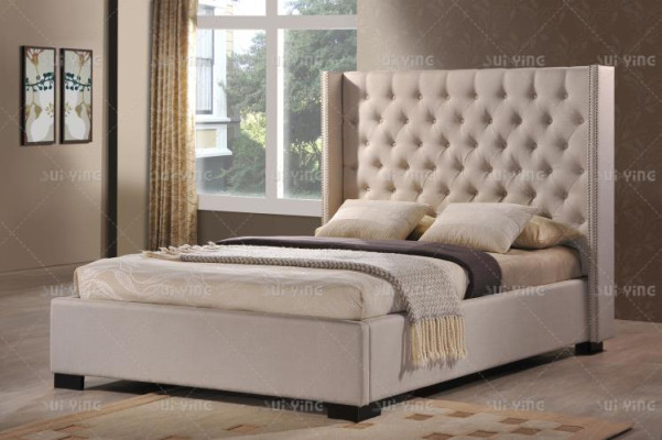 Chesterfield Schlaf Zimmer Doppel Betten Design Leder Luxus Bett Hotel