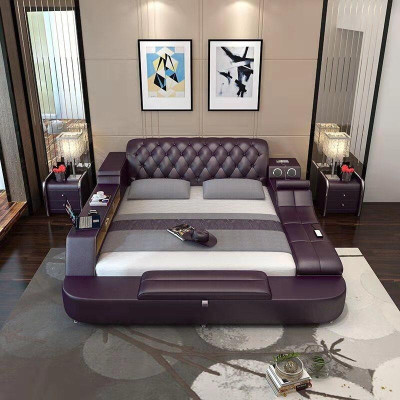 Design Bett XXL Big Betten Leder Hotel Polster 180x200 Multifunktion Regal