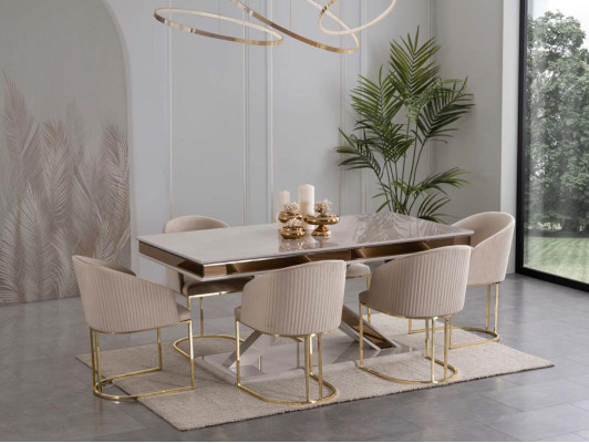 Esszimmer Set Essgruppe Edelstahl Stühle 10x Sessel Esstisch Tisch 11tlg