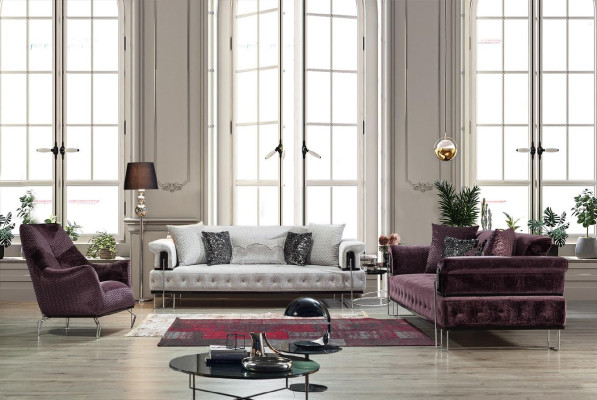 Sessel Einsitzer 1Sitzer Polster Sitz Designer Sitz Stoff Moderne Lila