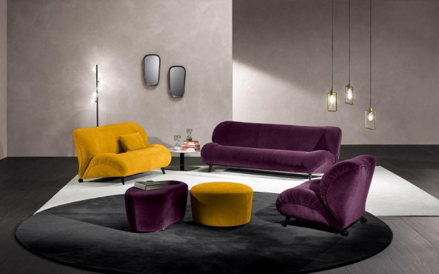 Gruppe Set Sofagarnitur 3+1 Sitzer 2tlg. Möbel Sofas Sessel Luxus Sitz Lila Neu