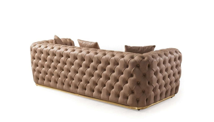 Chesterfield Sofagarnitur 3+3+1+1 Sitzer Garnitur Sofa Sessel Sofas Leder Beige