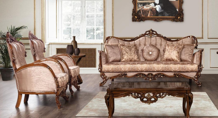 Garnitur Sofa Sofagarnitur 3+1+1 Sitzer Sessel Sofas Set Stoff Barock Sitz Luxus