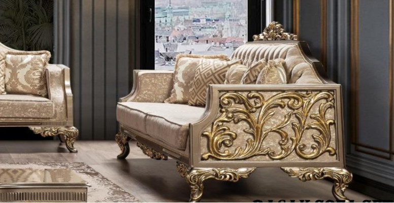 Dreisitzer Sofa 3 Sitzer Sofa Sofas Stoff Barock Rokoko Couch Design Wohnzimmer