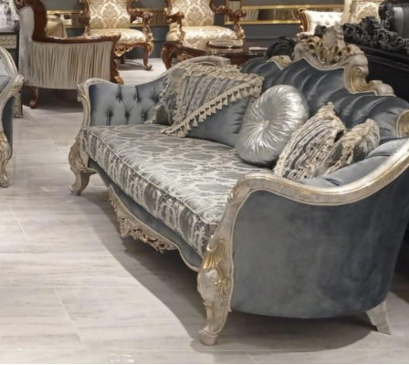 Dreisitzer Sofa 3 Sitz Couch Möbel Klassisch Sofas Stoff Stil Barock Rokoko Neu