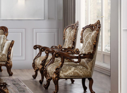 Sessel Barock Couch Sofa Relax Stoff Lounge Textil Sitzer Luxus Sitz Polyester