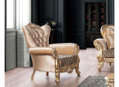 Sessel Sitz Sitzer Design Wohnzimmer Polster Neu Stil Barock Rokoko Luxus Beige