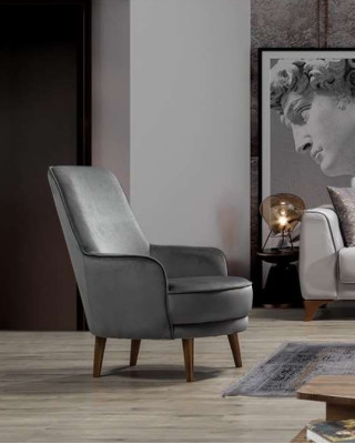 Sessel Sitz Modern Design Wohnzimmer Polster Einsitzer Relax Grau Stil Luxus