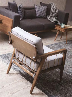 Moderne Sofagarnitur 3+3+1 Sitzer Wohnzimmer Einrichtung Holzgestell