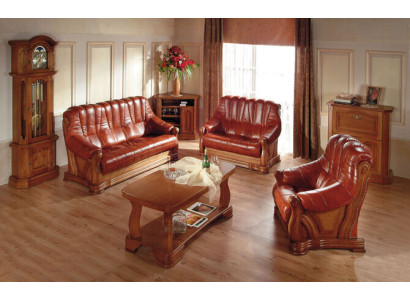 Antik Stil Ledersofa Couch Sofagarnitur 3+1+1 Sitzer Leder Italienisches Polster