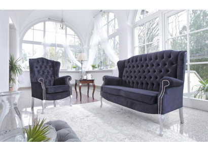 Klassische Chesterfield Zweisitzer 2er Sitzer Sofa Couch Polster Samt Couchen
